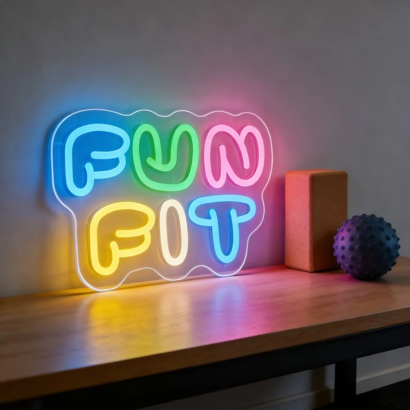 Yoga Fitness Room - Letrero Luminoso LED de Neón con
