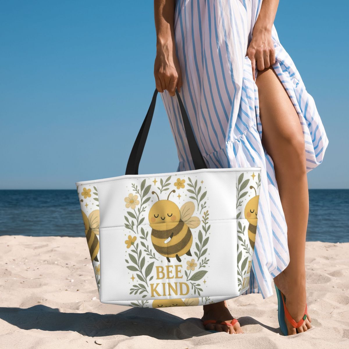 Yoga Fitness Quotes - Bolsa de playa con diseño floral