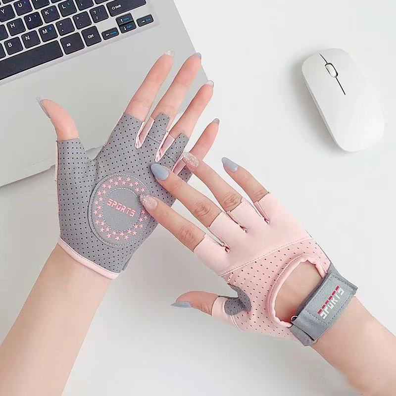 Yoga Fitness Spinning - Guantes antideslizantes de medio dedo para