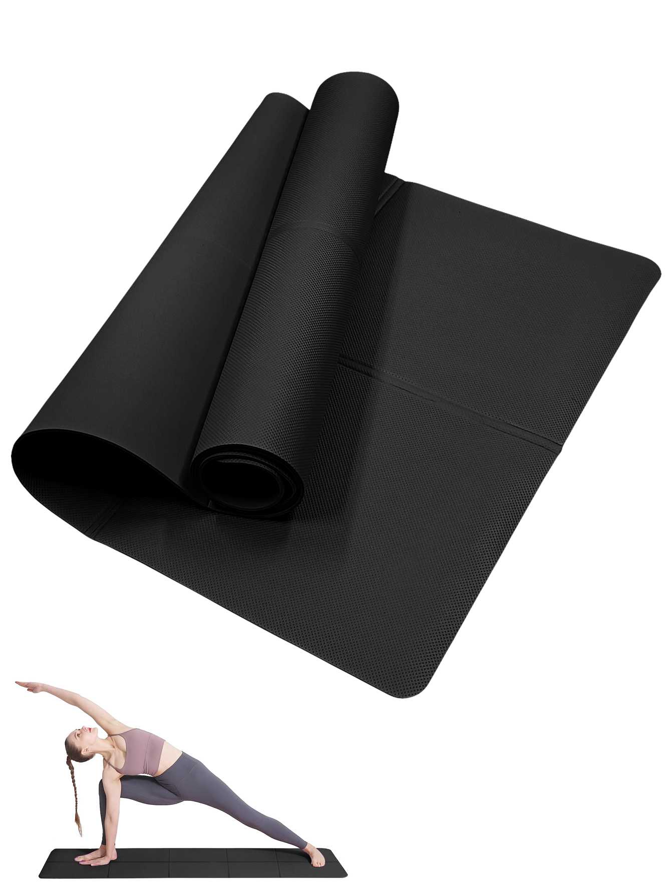 Thick Yoga Mat - Estera de Yoga plegable, color negro,