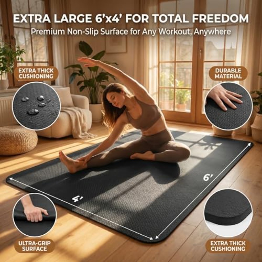 Esterilla de yoga grande de 6' - Thick Yoga Mat reseña y precio