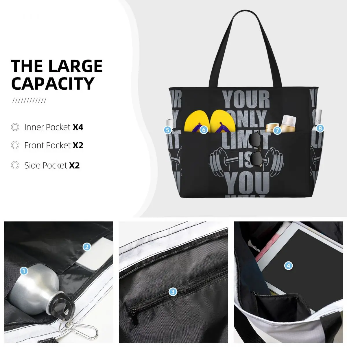 Bolsa de playa con cita motiva - Yoga Fitness Quotes reseña y precio