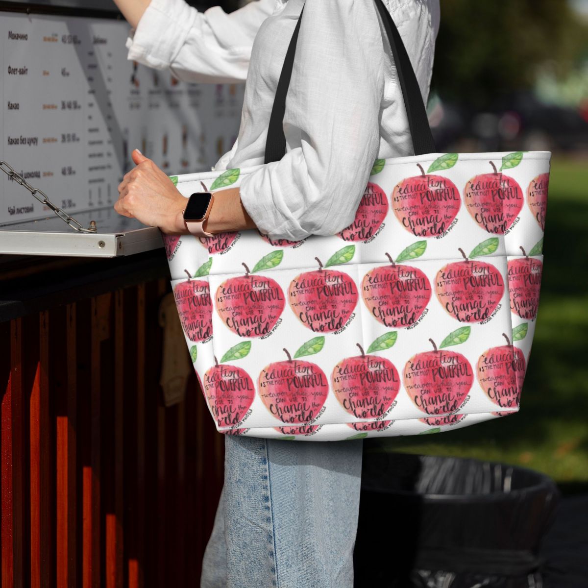 Bolso de mano grande con cita  - Yoga Fitness Quotes reseña y precio
