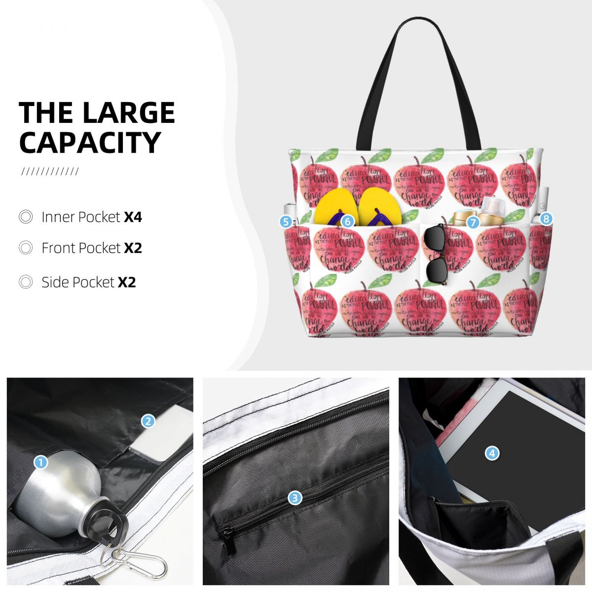 Bolso de mano grande con cita  - Yoga Fitness Quotes reseña y precio