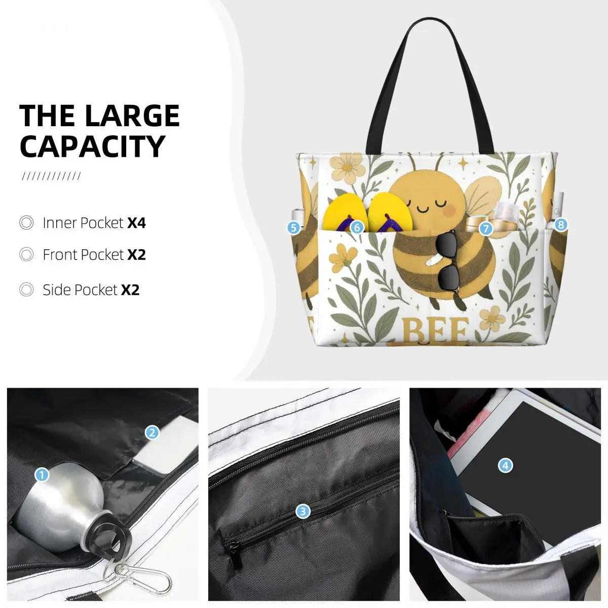 Bolsa de playa con diseño flor - Yoga Fitness Quotes reseña y precio