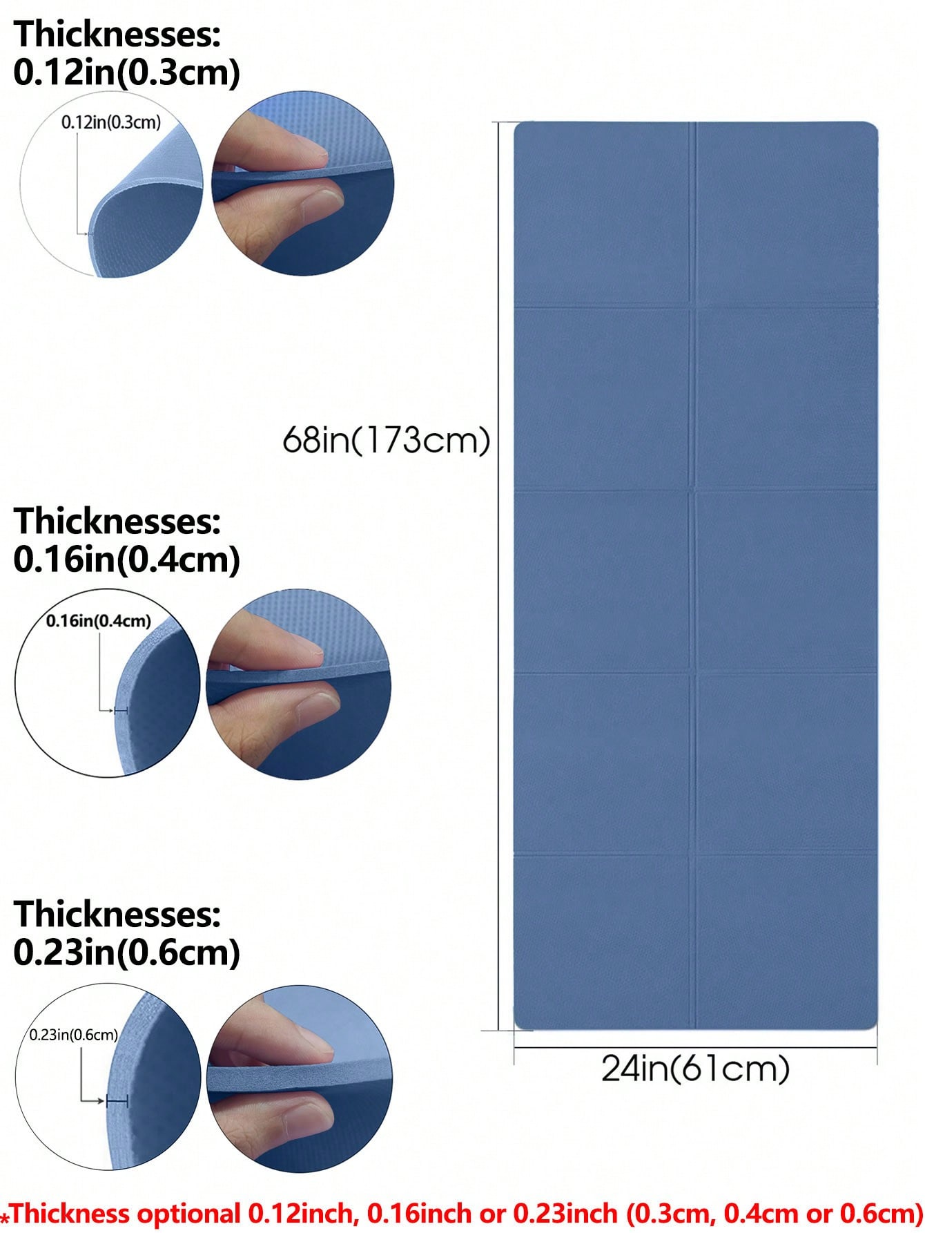 Estera de Yoga plegable, azul  - Thick Yoga Mat reseña y precio