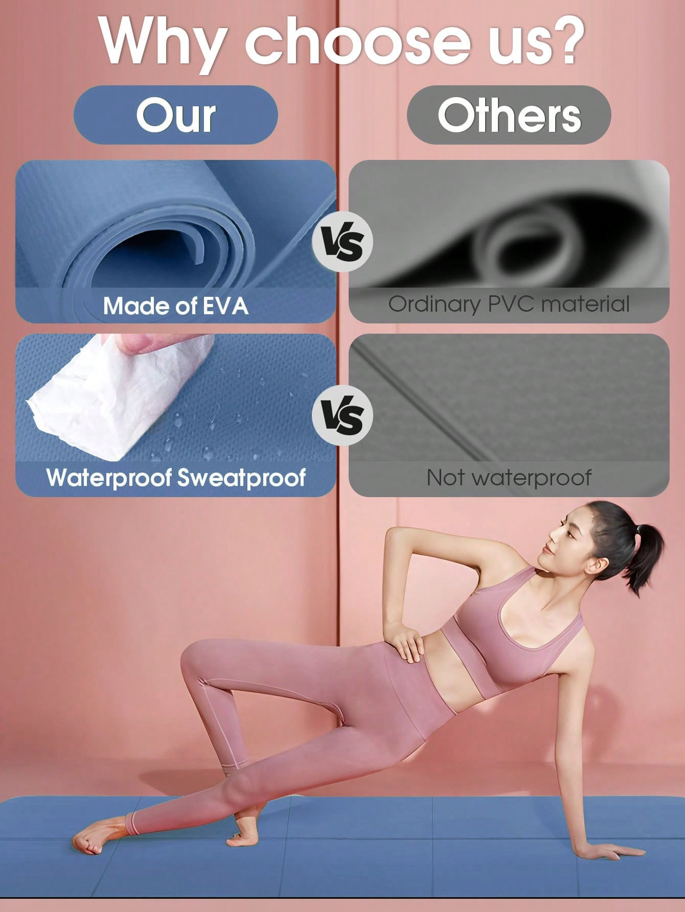 Estera de Yoga plegable, azul  - Thick Yoga Mat reseña y precio
