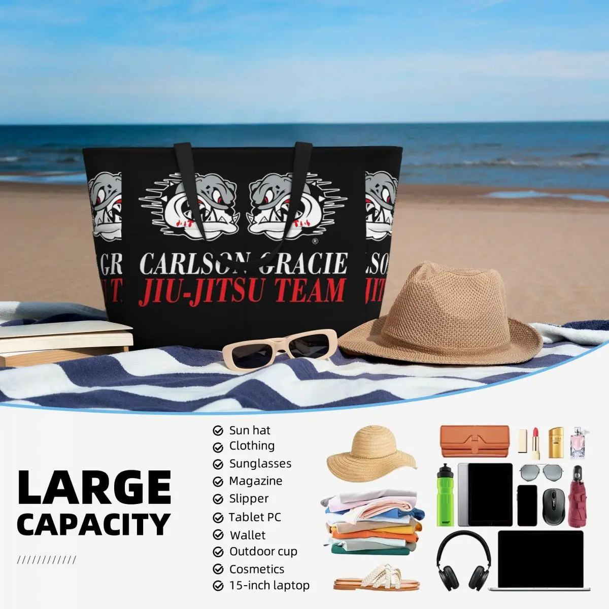 Bolso de playa con logotipo de - Yoga Fitness Jiu Jitsu reseña y precio