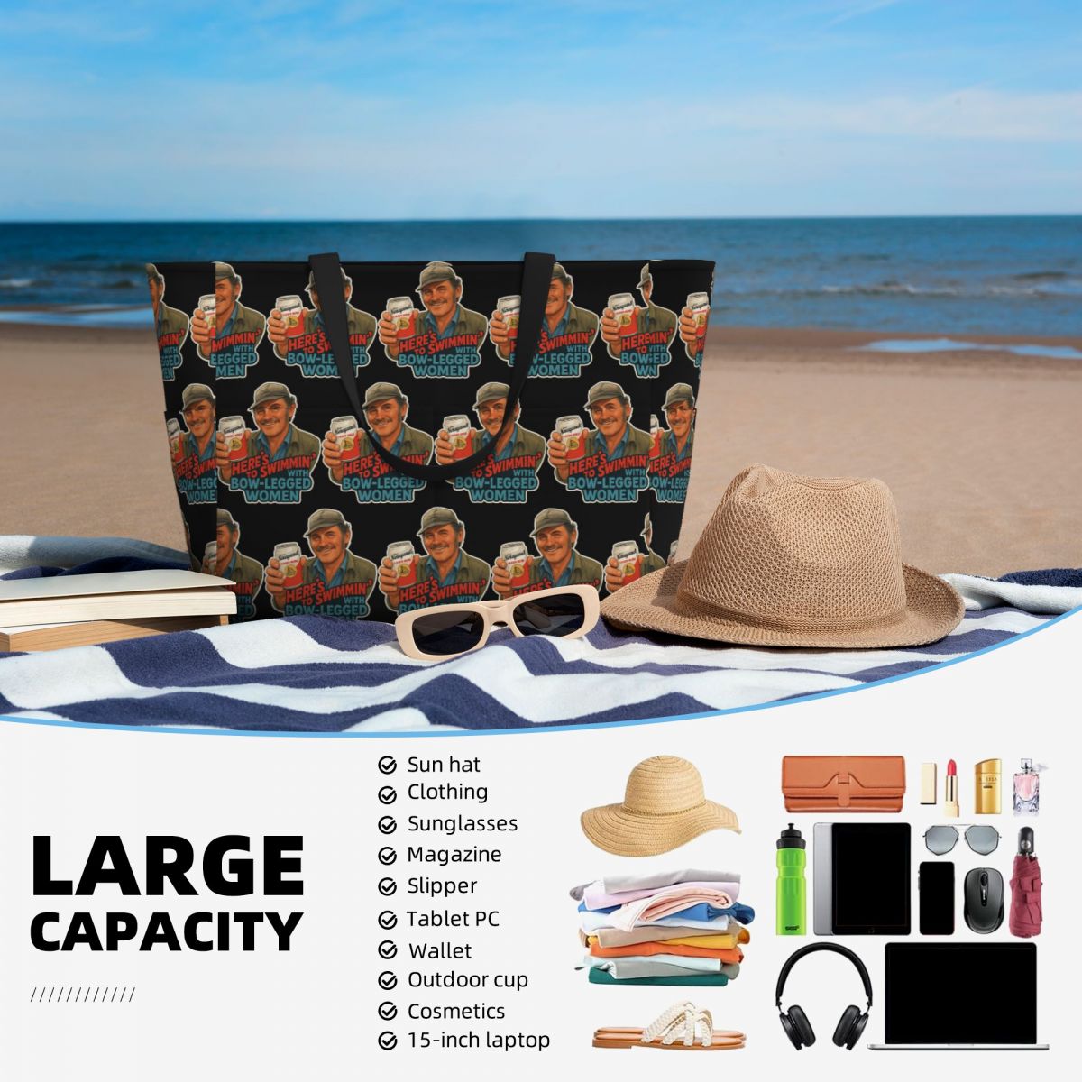 Bolsa de playa con cita de la  - Yoga Fitness Quotes reseña y precio